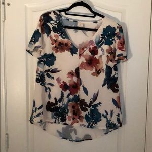 A new day, v neck watercolor floral blouse
